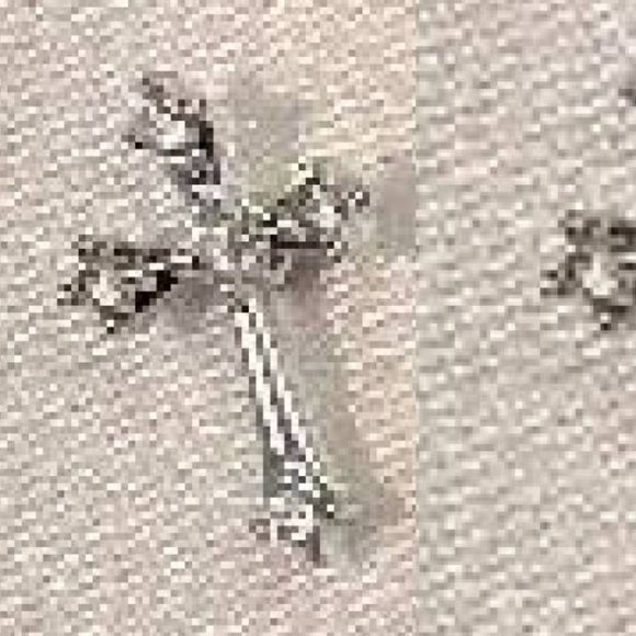Cross Earrings CZ Studs Cubic Zirconia White gold Religious NWT - Picture 2 of 3